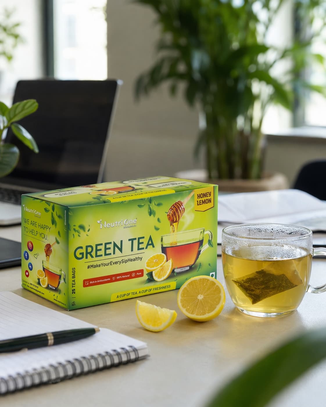 Green Tea Bags, Honey & Lemon